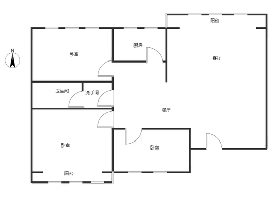 名流公寓3室1厅1卫户型图