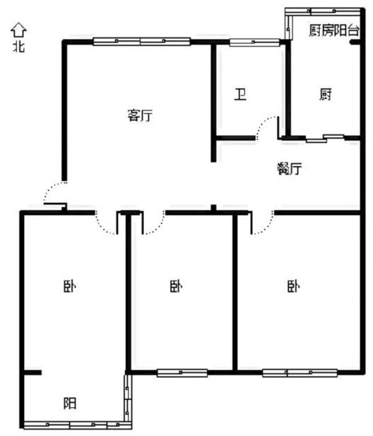 医药公司家属楼3室2厅1卫户型图