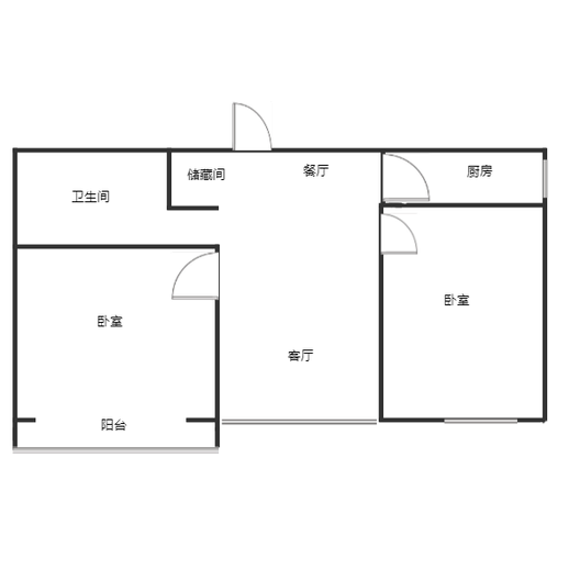 名流美域2室2厅1卫户型图