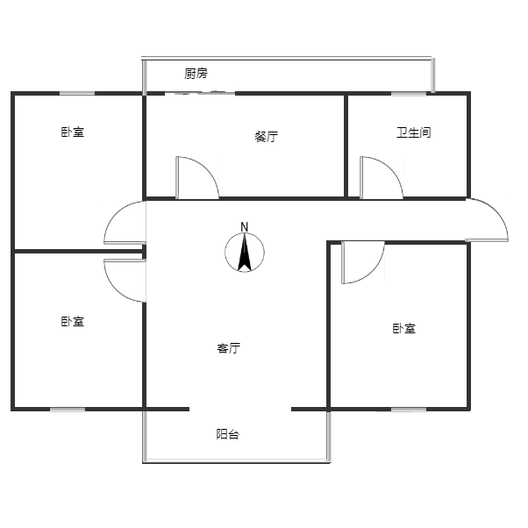 华阳水电小区3室2厅1卫户型图