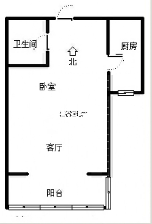 水岸花城1室1厅1卫户型图