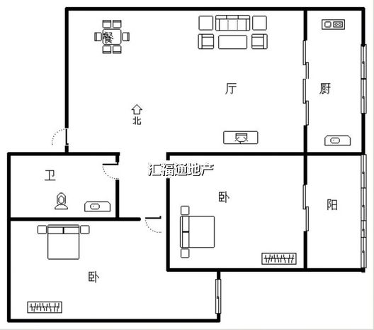 华泰豪庭2室2厅1卫户型图