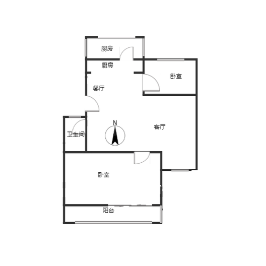 新府阳光一号院2室2厅1卫户型图