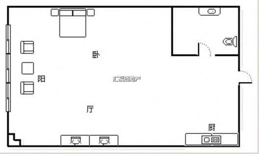金街公寓1室1厅1卫户型图