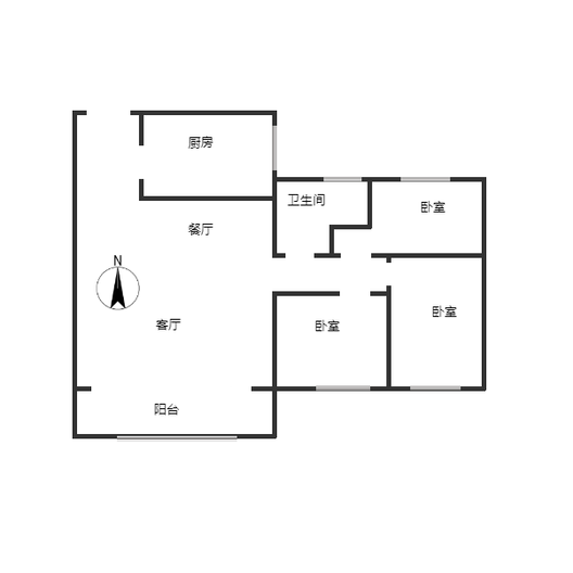 桃源新都孔雀城3室2厅1卫户型图