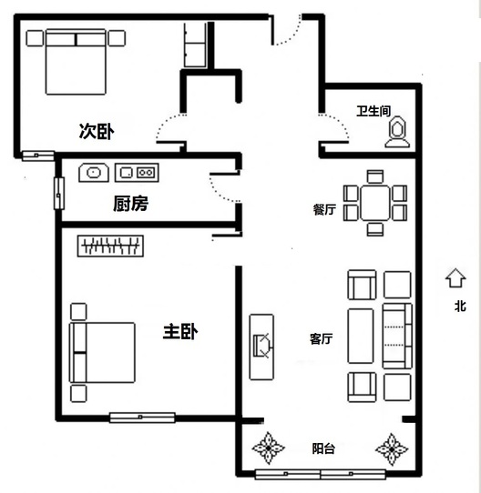 K2狮子城2室2厅1卫户型图
