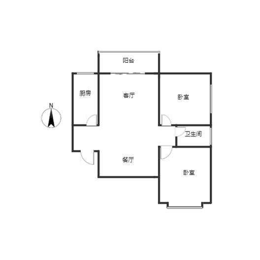 翡翠城（涿郡东区）2室2厅1卫户型图