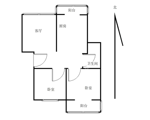 同善园小区2室1厅1卫户型图