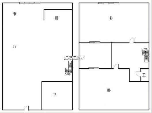 公园80902室2厅2卫户型图