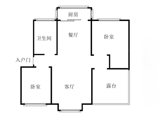 联合六号院2室2厅1卫户型图