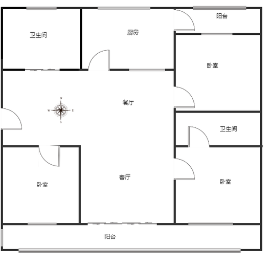 天桥小区3室2厅2卫户型图