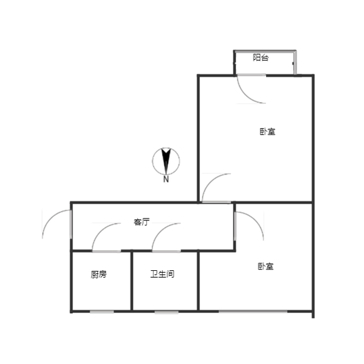 老干部局家属院2室1厅1卫户型图