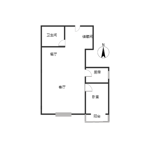 呈颐园小区1室2厅1卫户型图