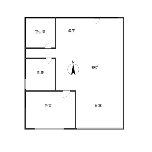 汇元四季橙2室2厅1卫户型图
