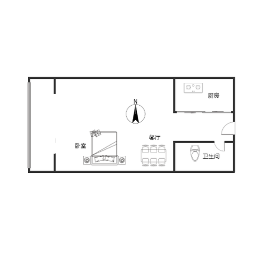 金街公寓1室1厅1卫户型图