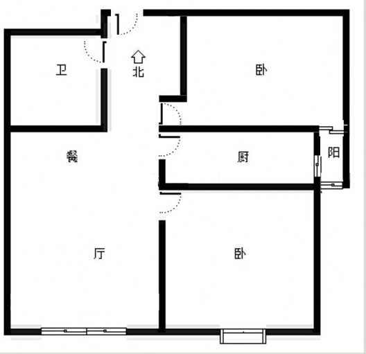 翡翠滨江2室2厅1卫户型图