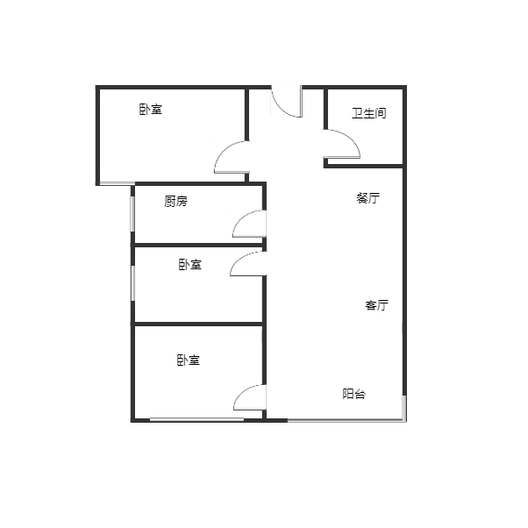 鸿坤理想湾3室2厅1卫户型图