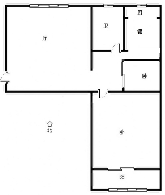 教委家属院（教育局家属院）2室2厅1卫户型图