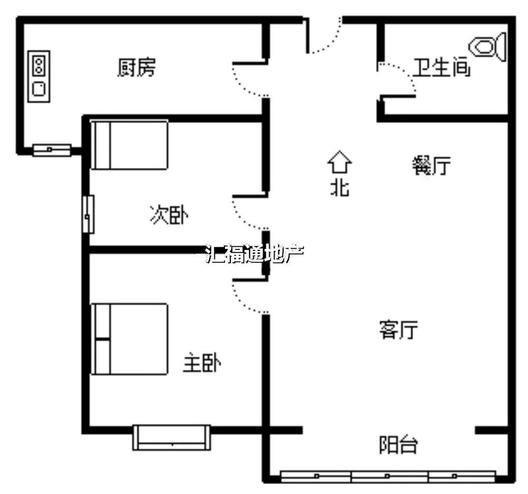 天筑逸城2室2厅1卫户型图