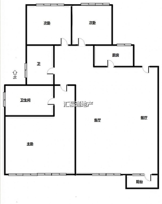 鸿坤理想湾3室2厅2卫户型图