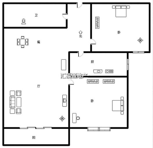 金隅地质嘉园2室2厅1卫户型图