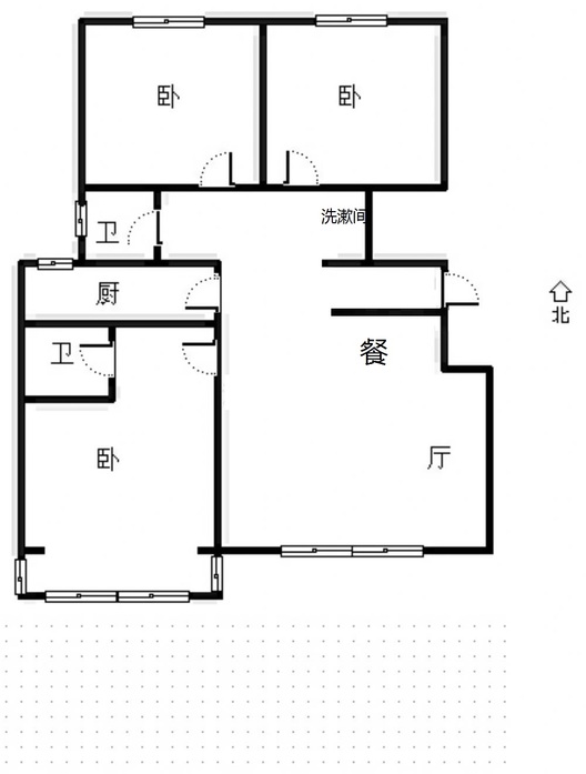 中央公馆3室2厅2卫户型图