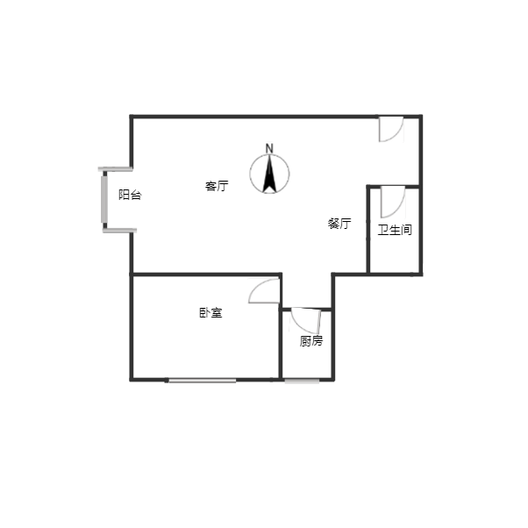 汇元新天地1室2厅1卫户型图