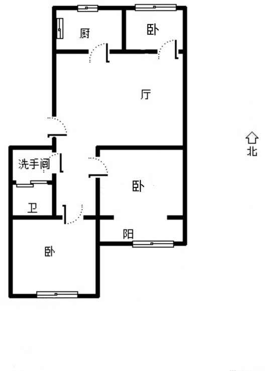 华北铝业生活小区（北院）3室1厅1卫户型图