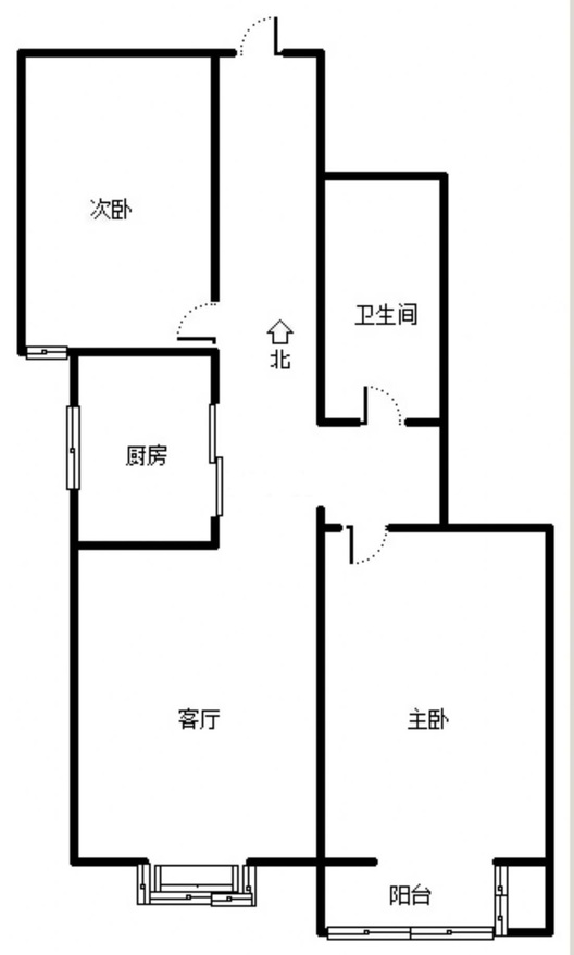 水尚仁佳2室1厅1卫户型图