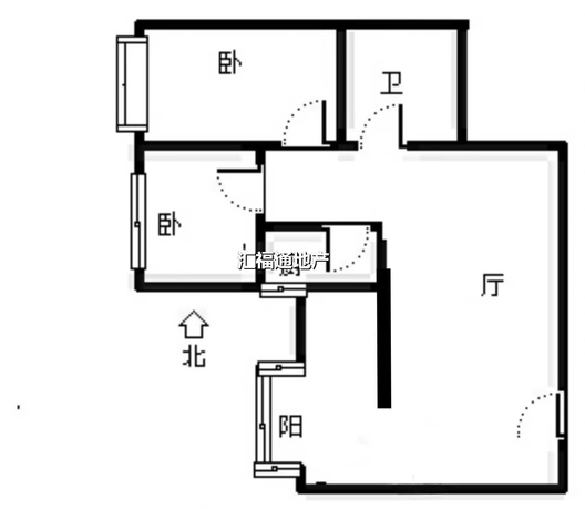 汇元新天地2室2厅1卫户型图