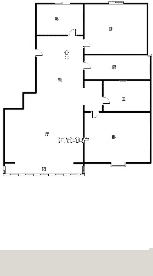 鸿坤理想湾3室2厅1卫户型图