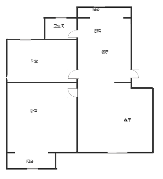 蓝天美林湾2室2厅1卫户型图