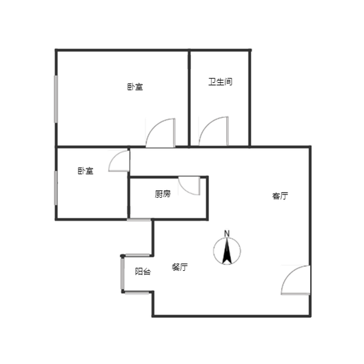 汇元新天地2室2厅1卫户型图