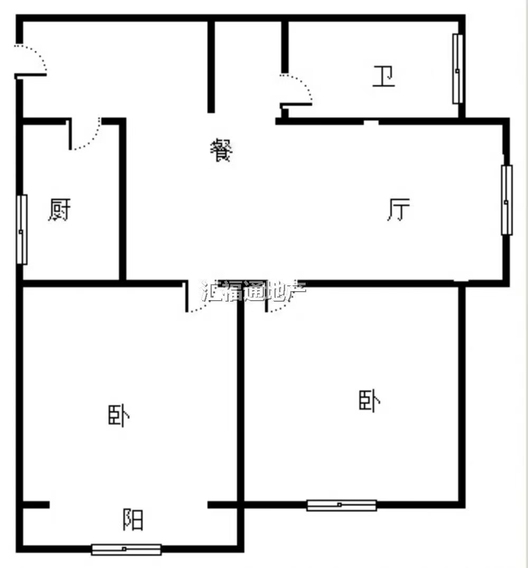 翡翠城（涿郡东区）2室2厅1卫户型图