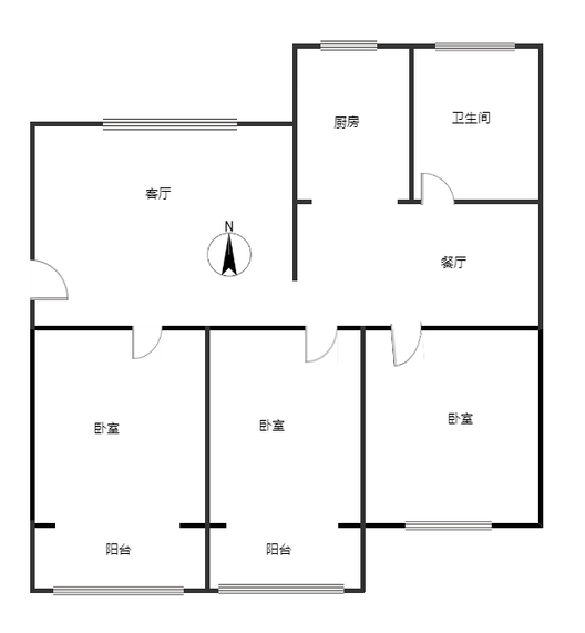 金城花园3室2厅1卫户型图