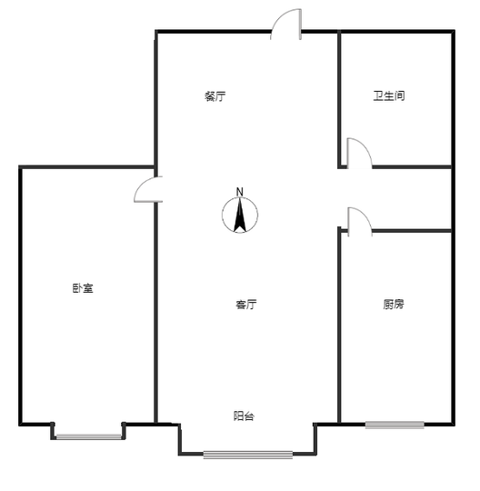 汇元尚品1室2厅1卫户型图