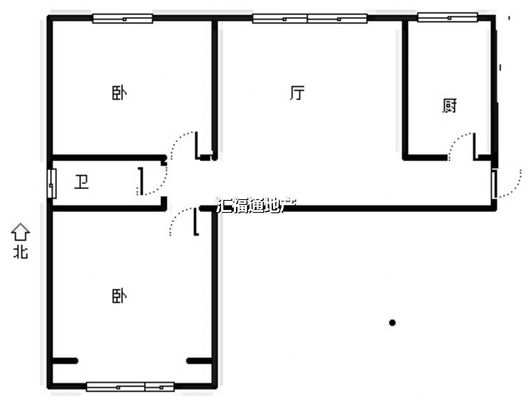 京中美居2室1厅1卫户型图