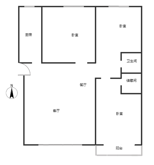 华阳风景小区3室2厅1卫户型图