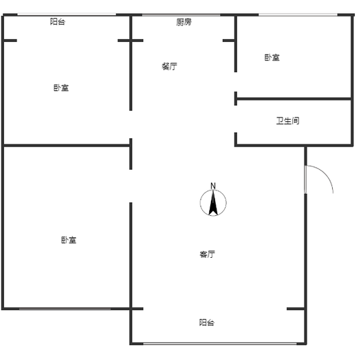 联合小区四号院3室2厅1卫户型图