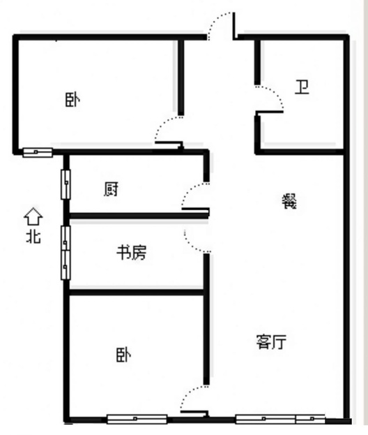 鸿坤理想湾3室2厅1卫户型图