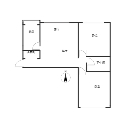 北京理想城2室2厅1卫户型图