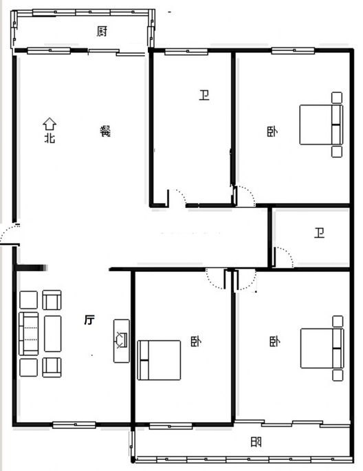 保定第二中心医院住宅小区3室2厅1卫户型图