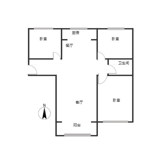 鹏渤印象城·牛津花园3室2厅1卫户型图