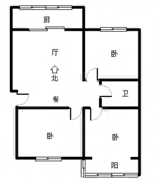 金色家园3室1厅1卫户型图