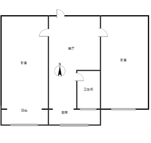 华北铝业生活小区（北院）2室1厅1卫户型图