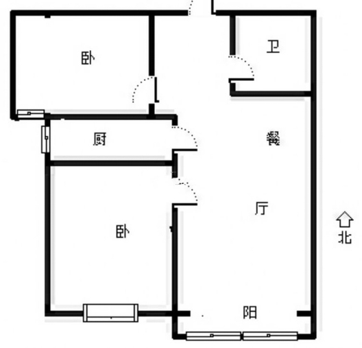 香邑溪谷玫瑰园2室2厅1卫户型图