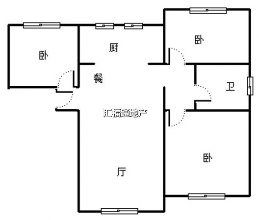 高铁新干线3室2厅1卫户型图