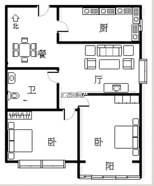北新家园（锦绣范阳）2室2厅1卫户型图