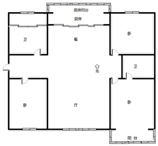 联合六号院3室2厅2卫户型图