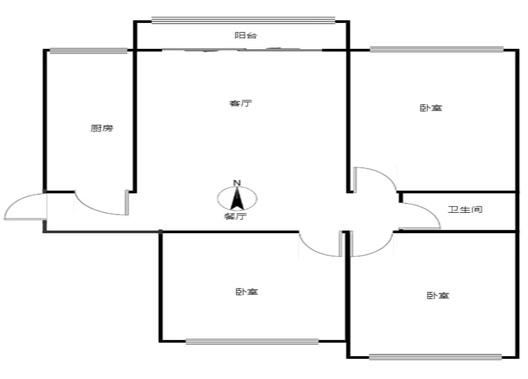 翡翠城（涿郡东区）3室2厅1卫户型图